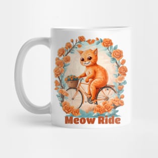 Meow Cat Riding A Bicycle Mug